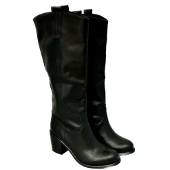 Scarpe di Maremma Stivale Artigianale Alto In Pelle Nero*Donna Stivali
