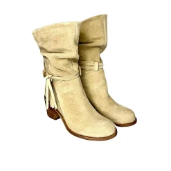 Scarpe di Maremma Stivale Artigianale Arricciato In Camoscio Taupe*Donna Stivali