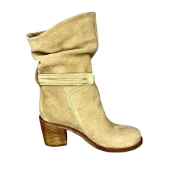Scarpe di Maremma Stivale Artigianale Arricciato In Camoscio Taupe*Donna Stivali