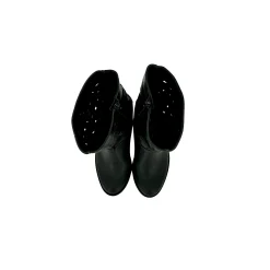 Scarpe di Maremma Stivale Artigianale In Pelle Nabuk Laserata Nera*Donna Stivali