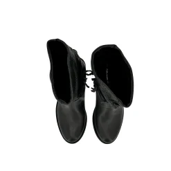 Scarpe di Maremma Stivale Artigianale In Pelle Nera Arricciata*Donna Stivali