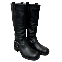 Scarpe di Maremma Stivale Biker Con Fibbie E Punta Squadrata Nero*Donna Stivali