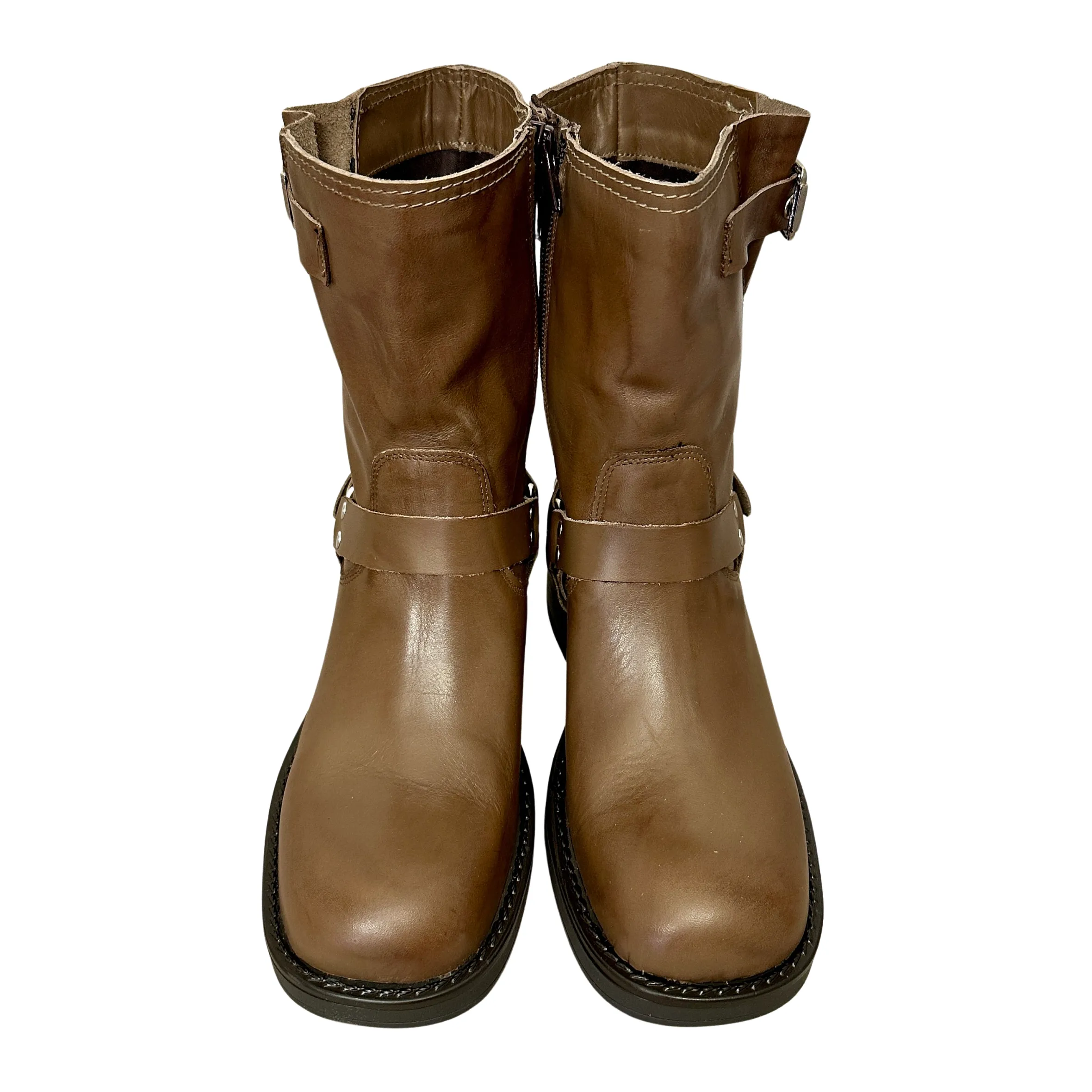 Scarpe di Maremma Stivale Biker Con Fibbie E Punta Squadrata Taupe*Donna Stivali