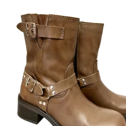 Scarpe di Maremma Stivale Biker Con Fibbie E Punta Squadrata Taupe*Donna Stivali