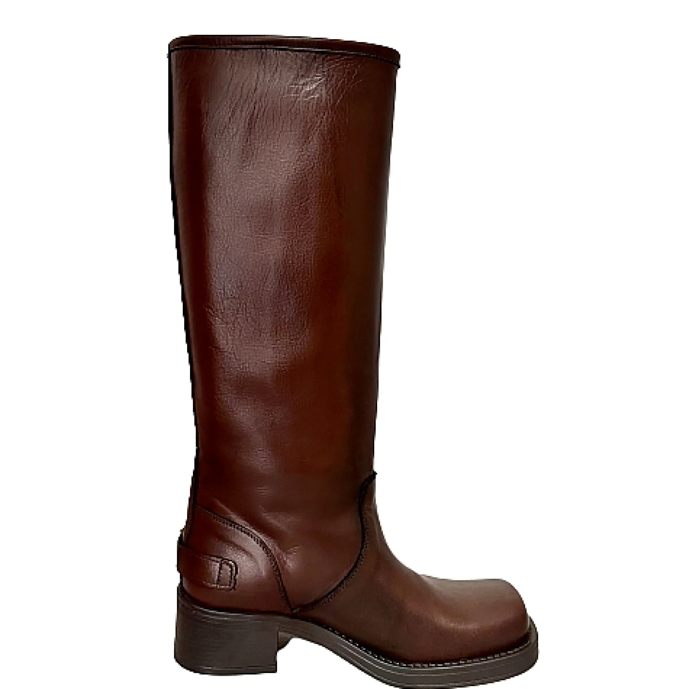 Scarpe di Maremma Stivale Biker Con Fibbie E Punta Squadrata Marrone Pfv*Donna Stivali