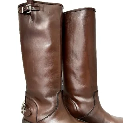 Scarpe di Maremma Stivale Biker Con Fibbie E Punta Squadrata Marrone Pfv*Donna Stivali