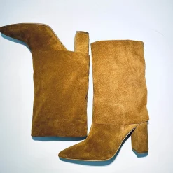 Scarpe di Maremma Stivale In Camoscio Cuoio Con Tacco*Donna Stivali