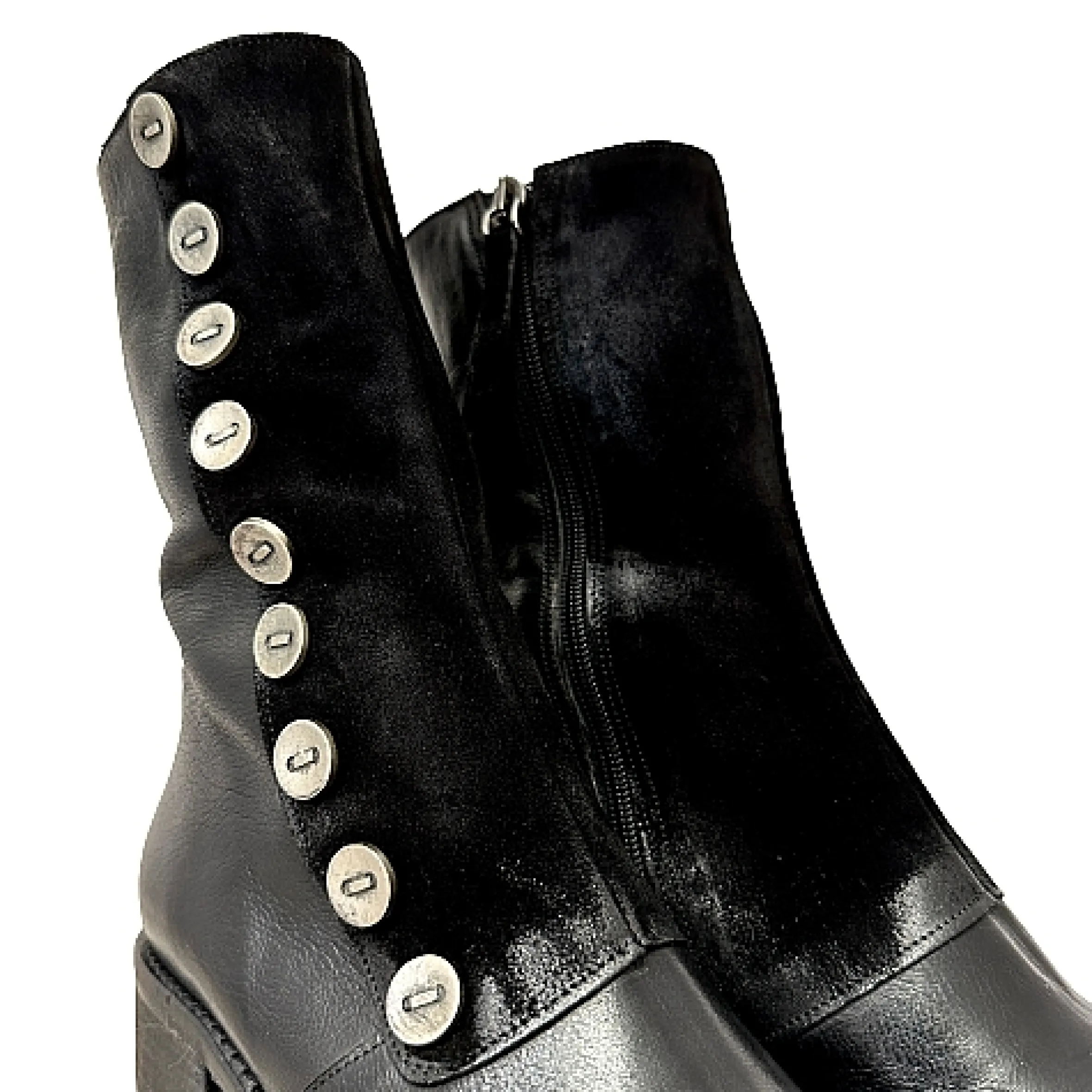 Scarpe di Maremma Stivaletto Nero In Pelle Con Bottoni Camarri 1916*Donna Mocassini