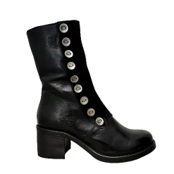 Scarpe di Maremma Stivaletto Nero In Pelle Con Bottoni Camarri 1916*Donna Mocassini