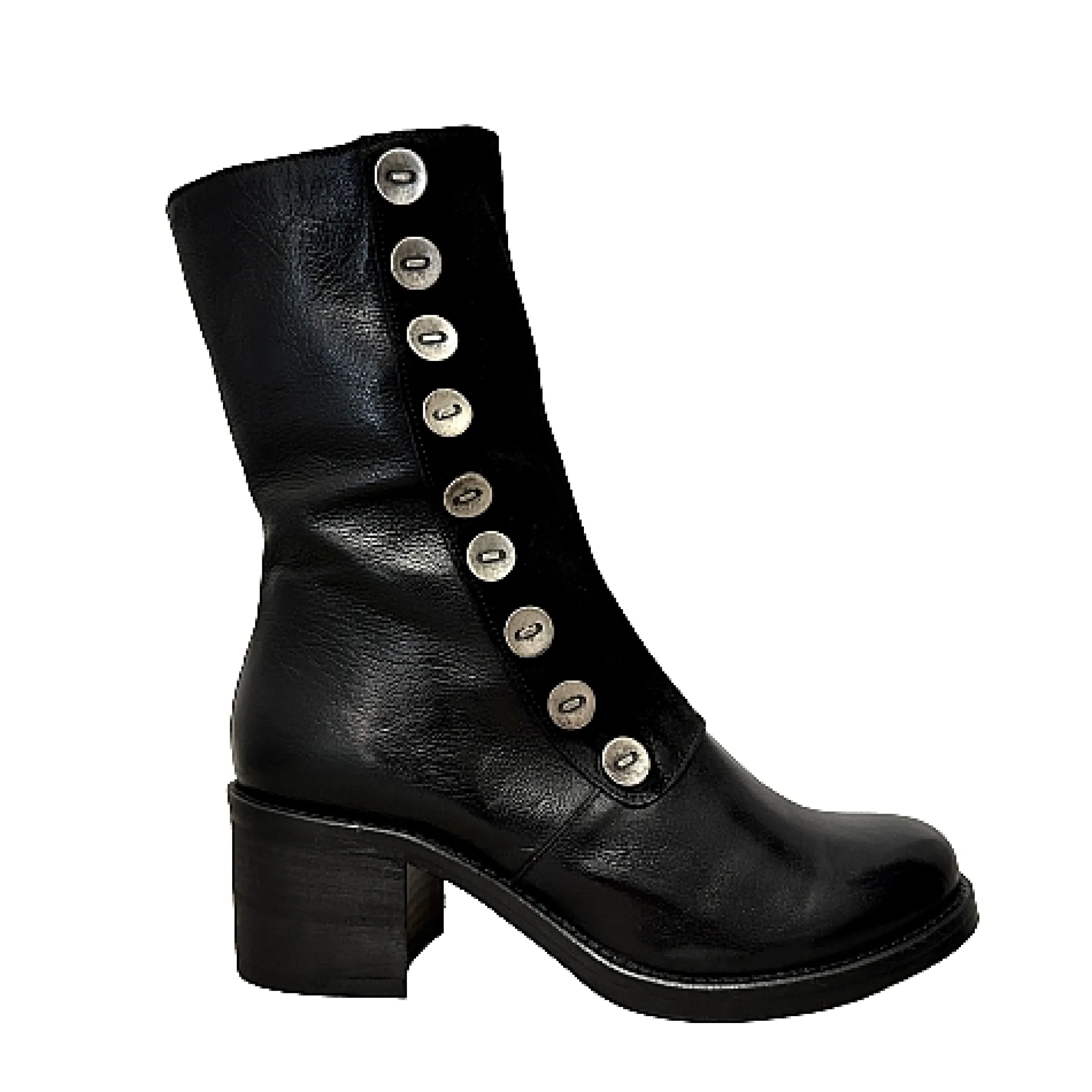 Scarpe di Maremma Stivaletto Nero In Pelle Con Bottoni Camarri 1916*Donna Mocassini
