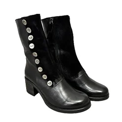 Scarpe di Maremma Stivaletto Nero In Pelle Con Bottoni Camarri 1916*Donna Mocassini