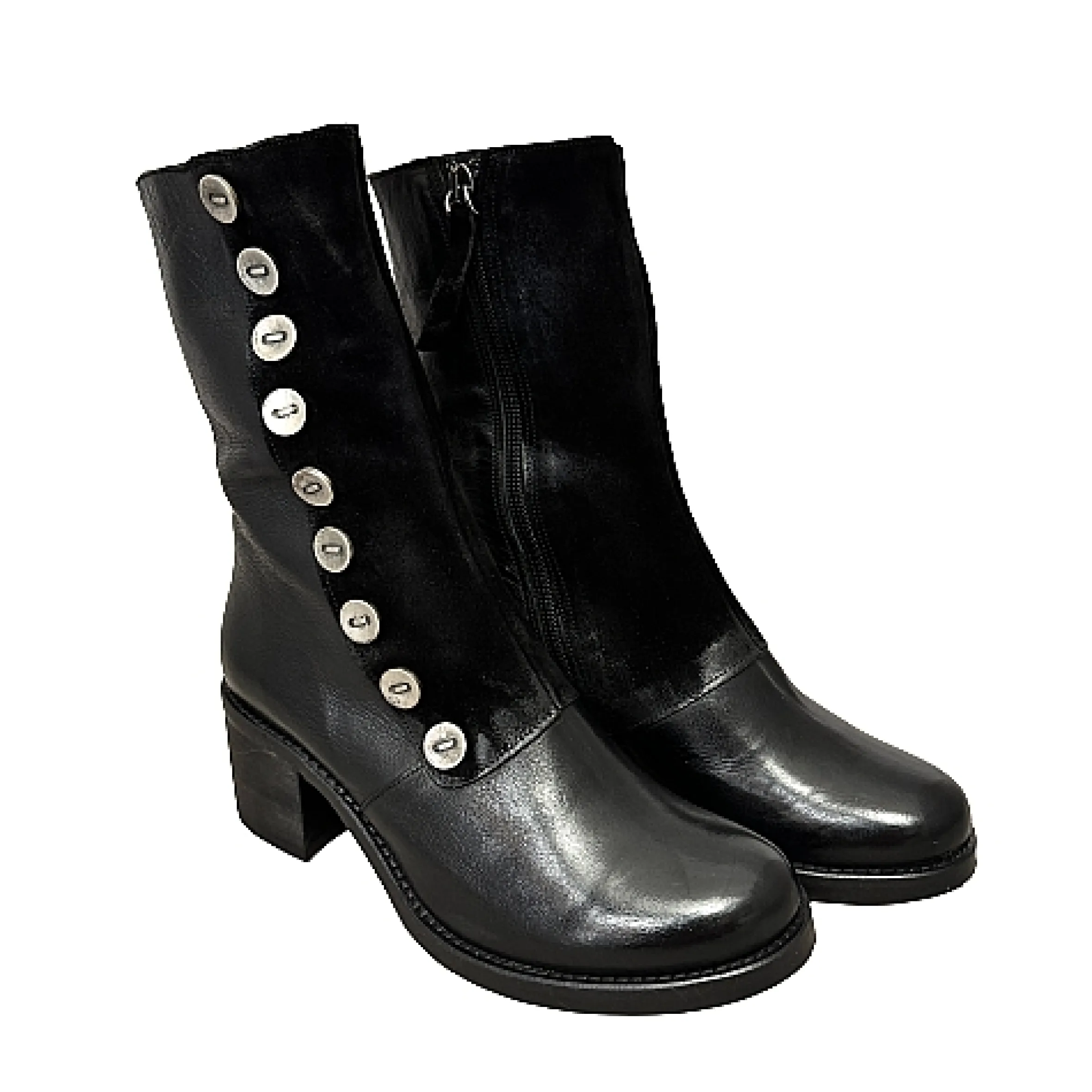 Scarpe di Maremma Stivaletto Nero In Pelle Con Bottoni Camarri 1916*Donna Mocassini