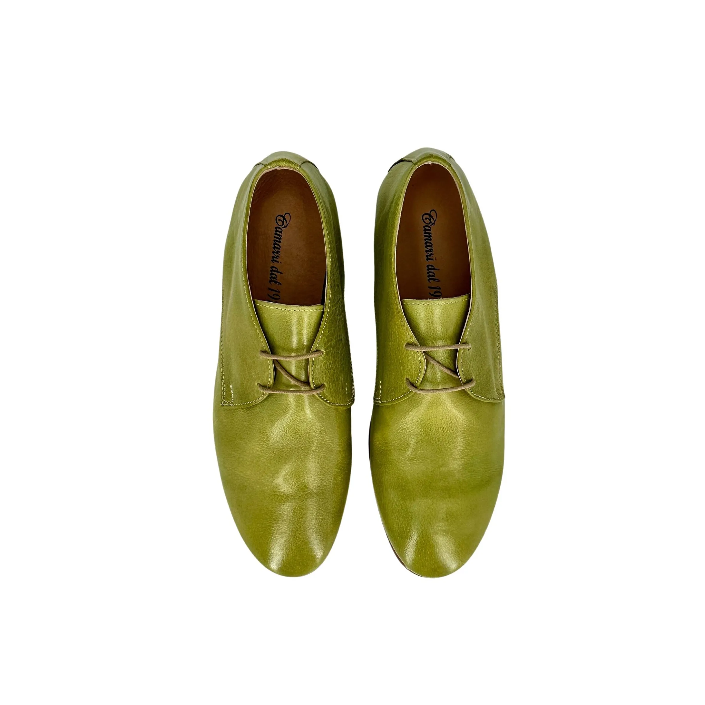 Scarpe di Maremma Stringata Artigianale In Pelle Tuffata Verde*Donna Scarpe Stringate