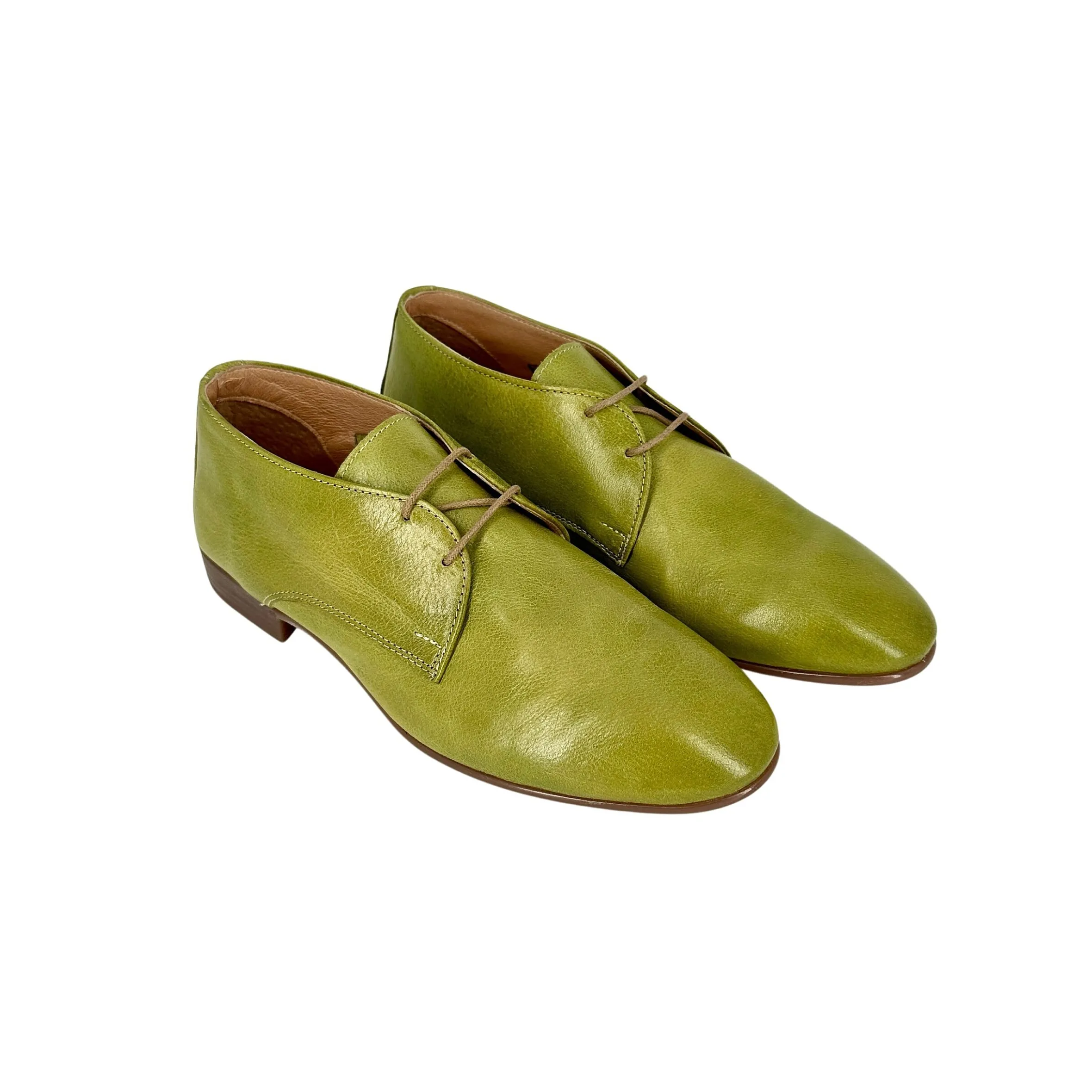 Scarpe di Maremma Stringata Artigianale In Pelle Tuffata Verde*Donna Scarpe Stringate