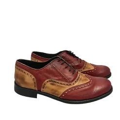 Scarpe di Maremma Stringata Artigianale Pelle Rossa E Cuoio*Uomo Stringate