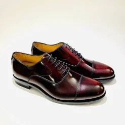 Scarpe di Maremma Stringata Fondo Cuoio Bordeaux Lucida Con Spunterbo*Uomo Stringate