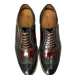 Scarpe di Maremma Stringata In Pelle Abrasivata Nera E Bordeaux Mod.P*Uomo Stringate