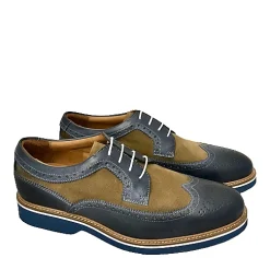 Scarpe di Maremma Stringata In Pelle Blu E Camoscio Sabbia*Uomo Stringate