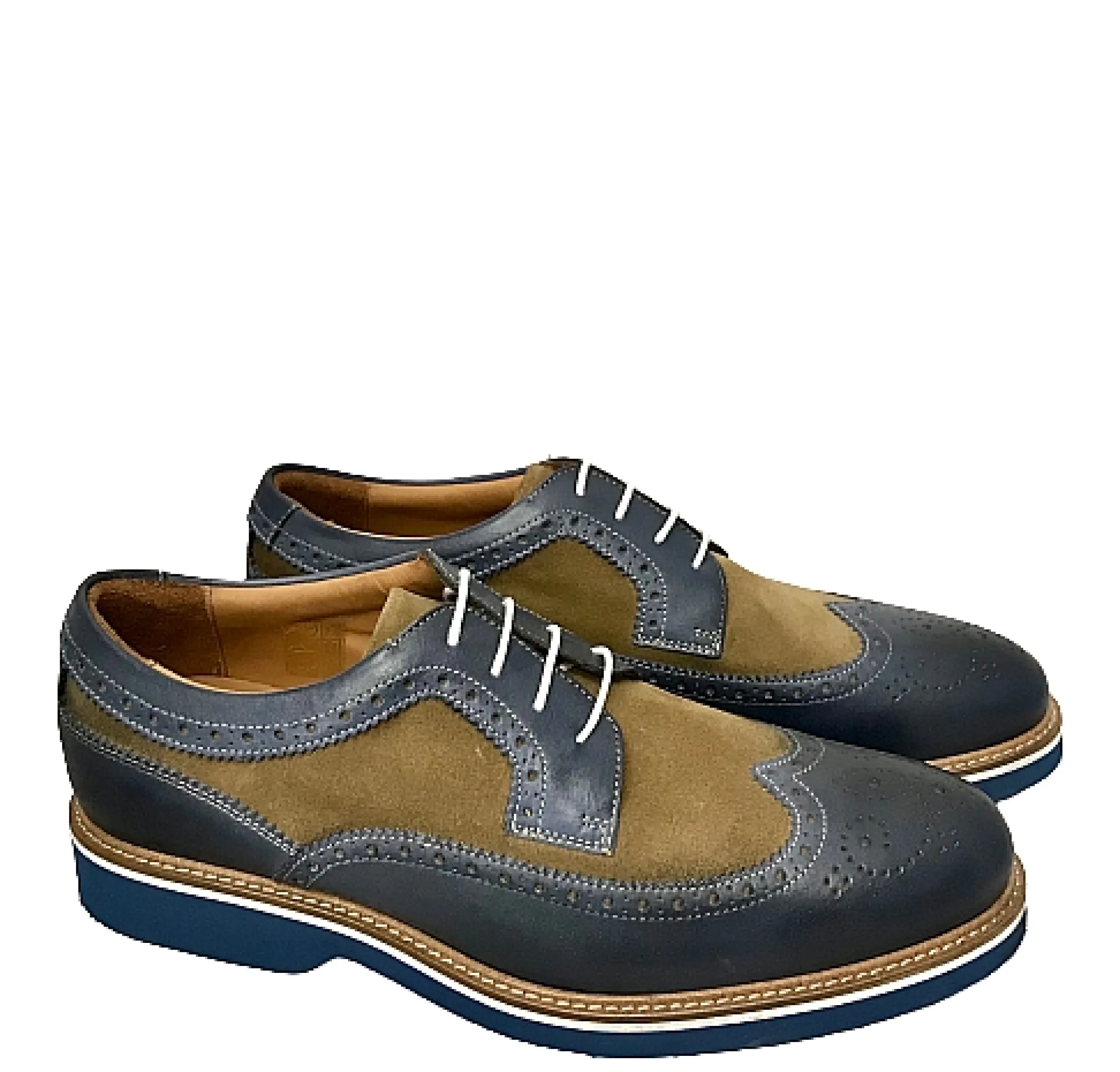 Scarpe di Maremma Stringata In Pelle Blu E Camoscio Sabbia*Uomo Stringate