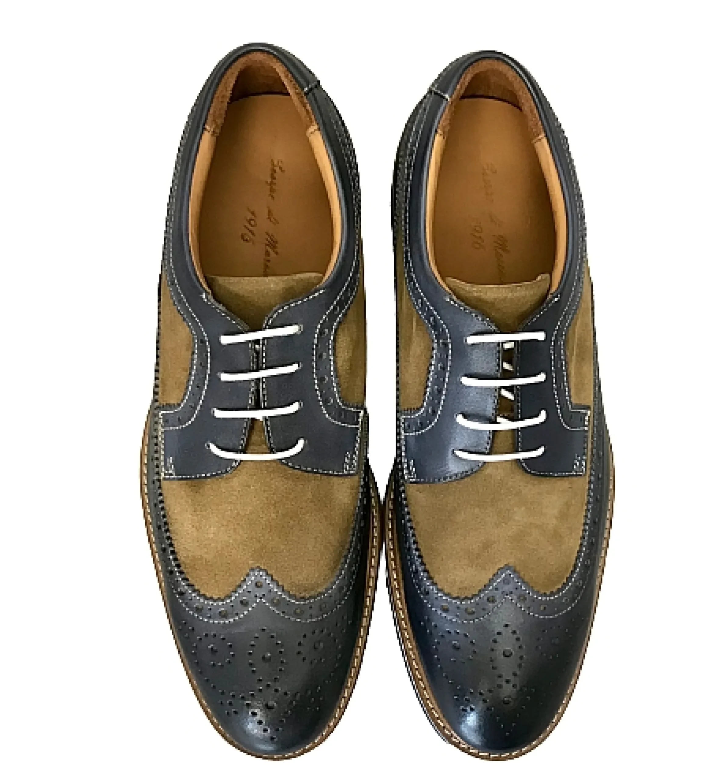 Scarpe di Maremma Stringata In Pelle Blu E Camoscio Sabbia*Uomo Stringate