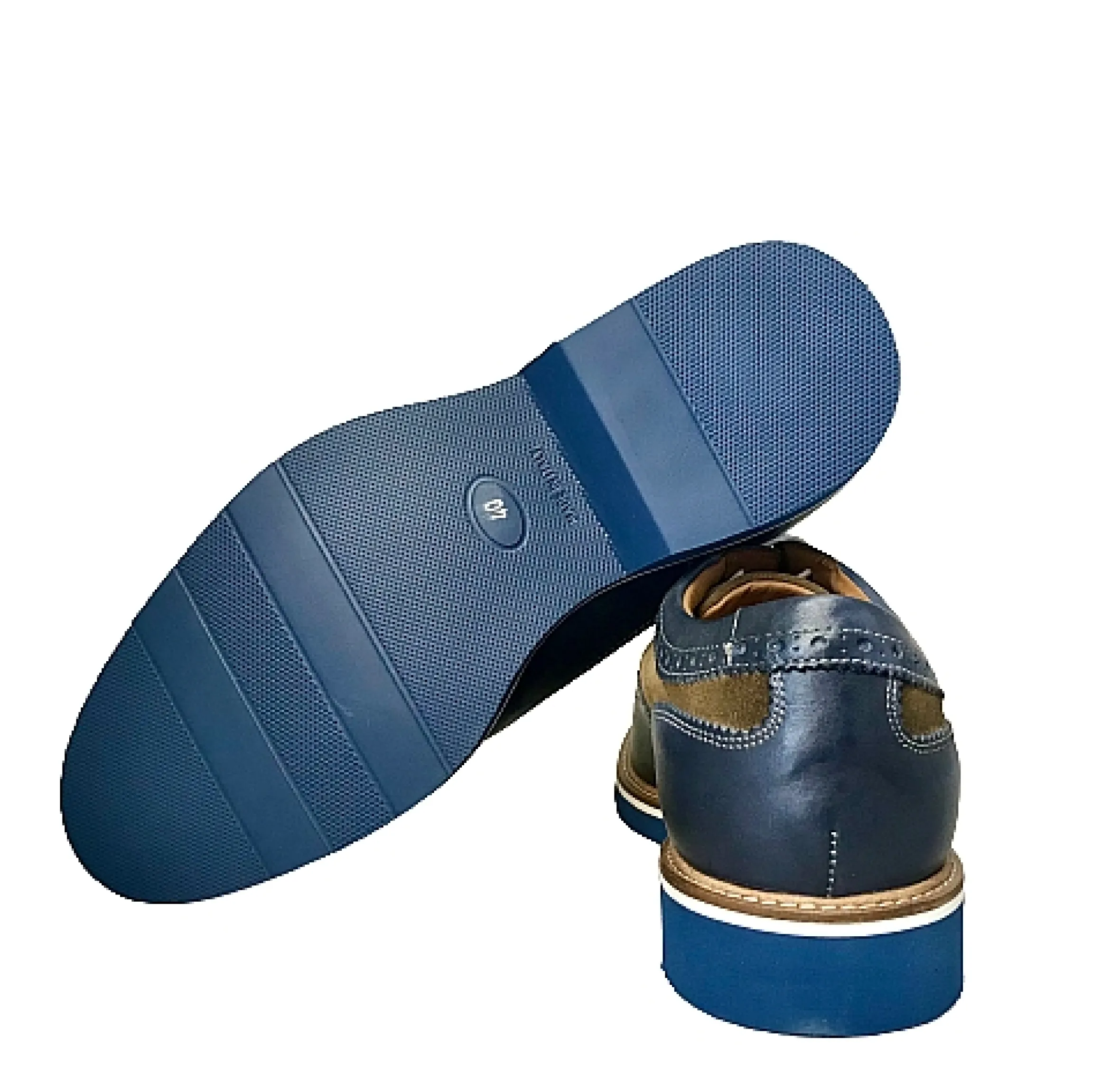 Scarpe di Maremma Stringata In Pelle Blu E Camoscio Sabbia*Uomo Stringate