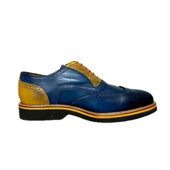 Scarpe di Maremma Stringata In Pelle Blu E Ocra Mod.7575*Uomo Stringate