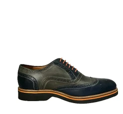 Scarpe di Maremma Stringata In Pelle Blu E Grigia Mod.W*Uomo Stringate