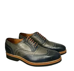 Scarpe di Maremma Stringata In Pelle Blu E Grigia Mod.W*Uomo Stringate