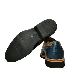 Scarpe di Maremma Stringata In Pelle Blu E Cuoio Mod.O*Uomo Stringate