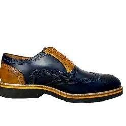 Scarpe di Maremma Stringata In Pelle Blu E Ocra*Uomo Stringate