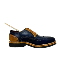 Scarpe di Maremma Stringata In Pelle Blu E Ocra*Uomo Stringate