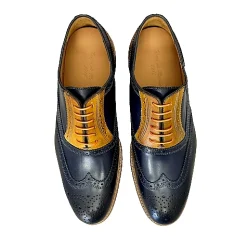 Scarpe di Maremma Stringata In Pelle Blu E Ocra*Uomo Stringate