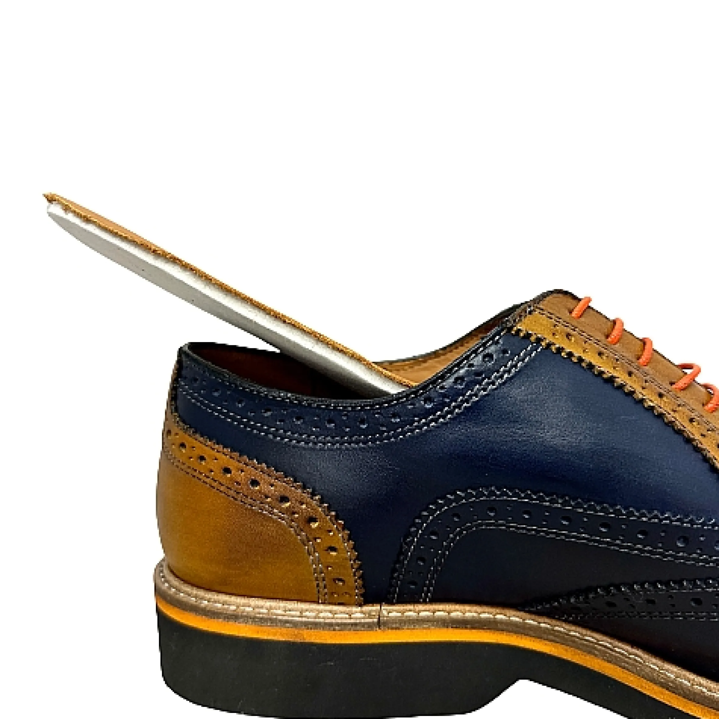 Scarpe di Maremma Stringata In Pelle Blu E Ocra*Uomo Stringate