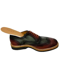 Scarpe di Maremma Stringata In Pelle Bordeaux E Verde Mod.V*Uomo Stringate