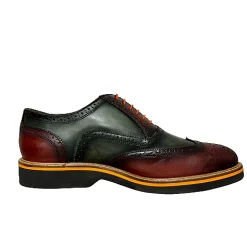 Scarpe di Maremma Stringata In Pelle Bordeaux E Verde Mod.V*Uomo Stringate