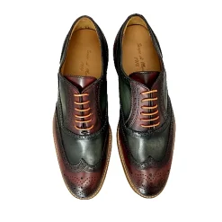 Scarpe di Maremma Stringata In Pelle Bordeaux E Verde Mod.V*Uomo Stringate