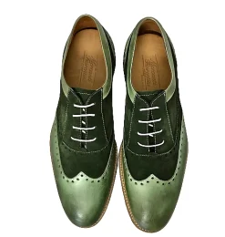 Scarpe di Maremma Stringata In Pelle E Nabuk Verde*Uomo Stringate