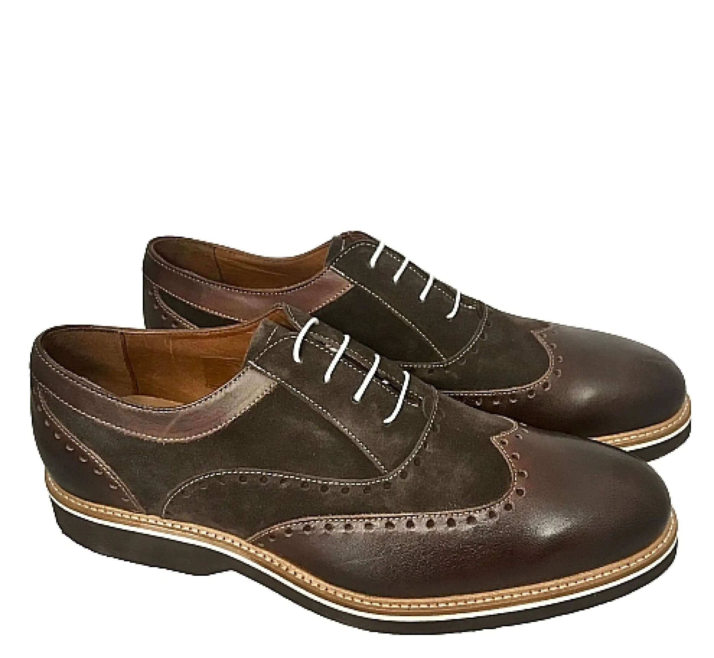 Scarpe di Maremma Stringata In Pelle E Nabuk Testa Di Moro*Uomo Stringate