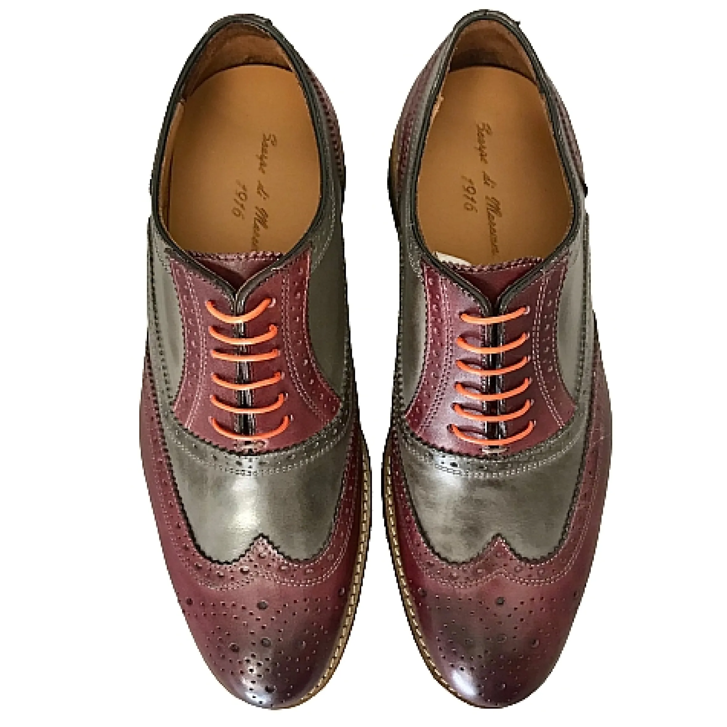 Scarpe di Maremma Stringata In Pelle Grigia E Bordeaux Mod.G*Uomo Stringate