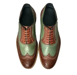 Scarpe di Maremma Stringata In Pelle Marrone E Verde*Uomo Stringate