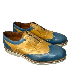 Scarpe di Maremma Stringata In Pelle Ocra E Azzurro*Uomo Stringate