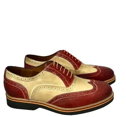 Scarpe di Maremma Stringata In Pelle Rossa E Taupe Mod.C*Uomo Stringate