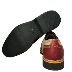 Scarpe di Maremma Stringata In Pelle Rossa E Taupe Mod.C*Uomo Stringate