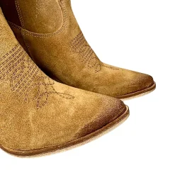 Scarpe di Maremma Texano Artigianale In Camoscio Laserato Cuoio*Donna Stivali