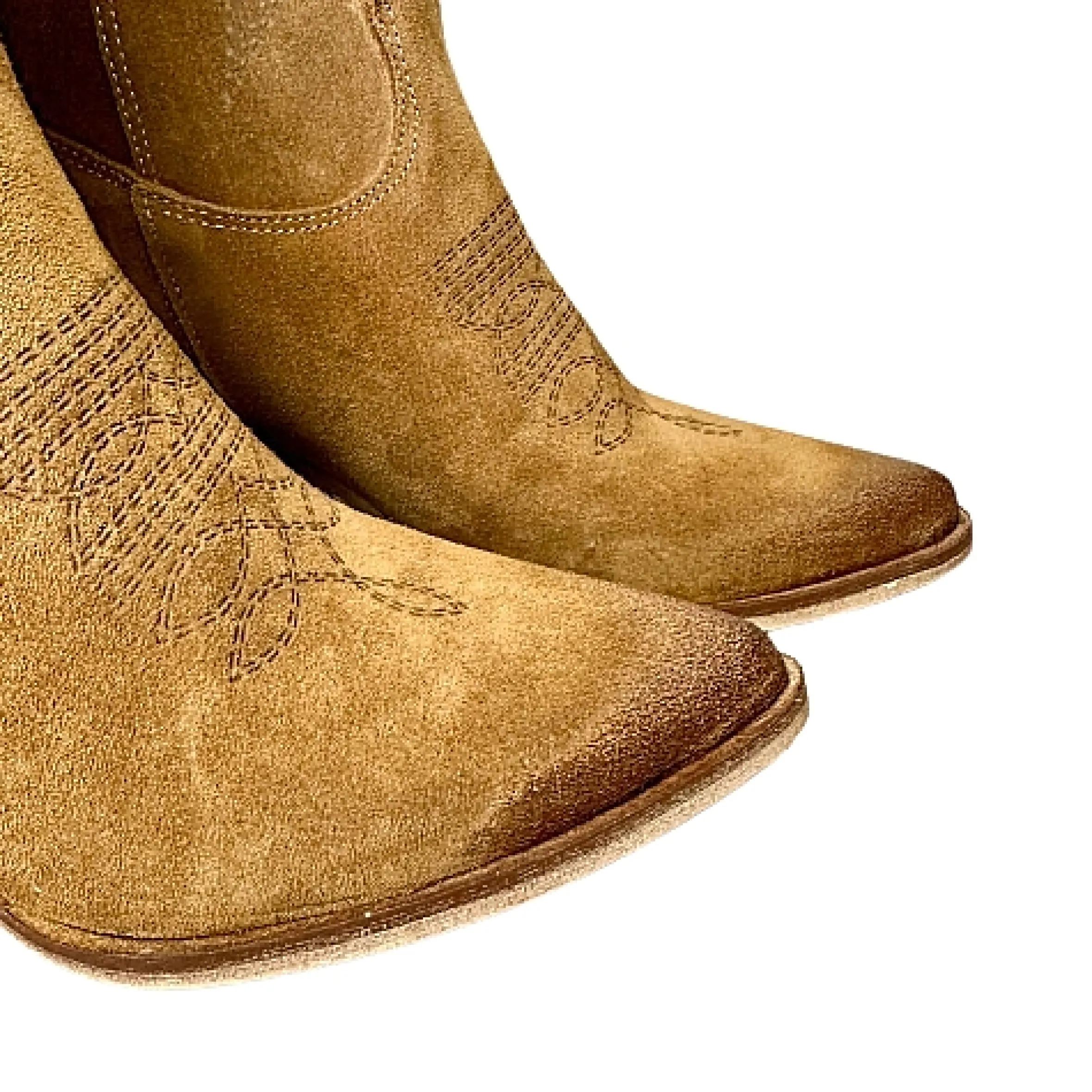 Scarpe di Maremma Texano Artigianale In Camoscio Laserato Cuoio*Donna Stivali