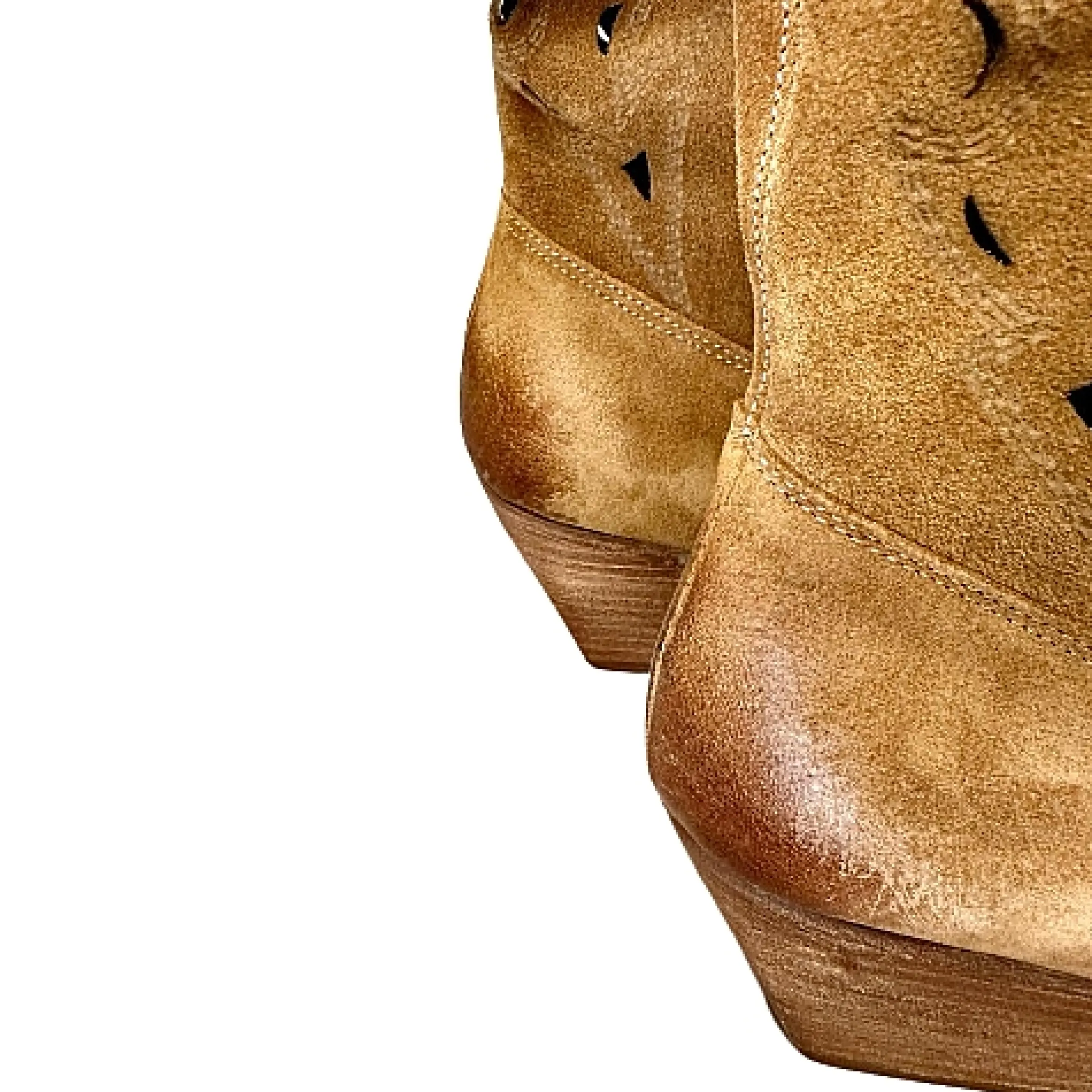 Scarpe di Maremma Texano Artigianale In Camoscio Laserato Cuoio*Donna Stivali