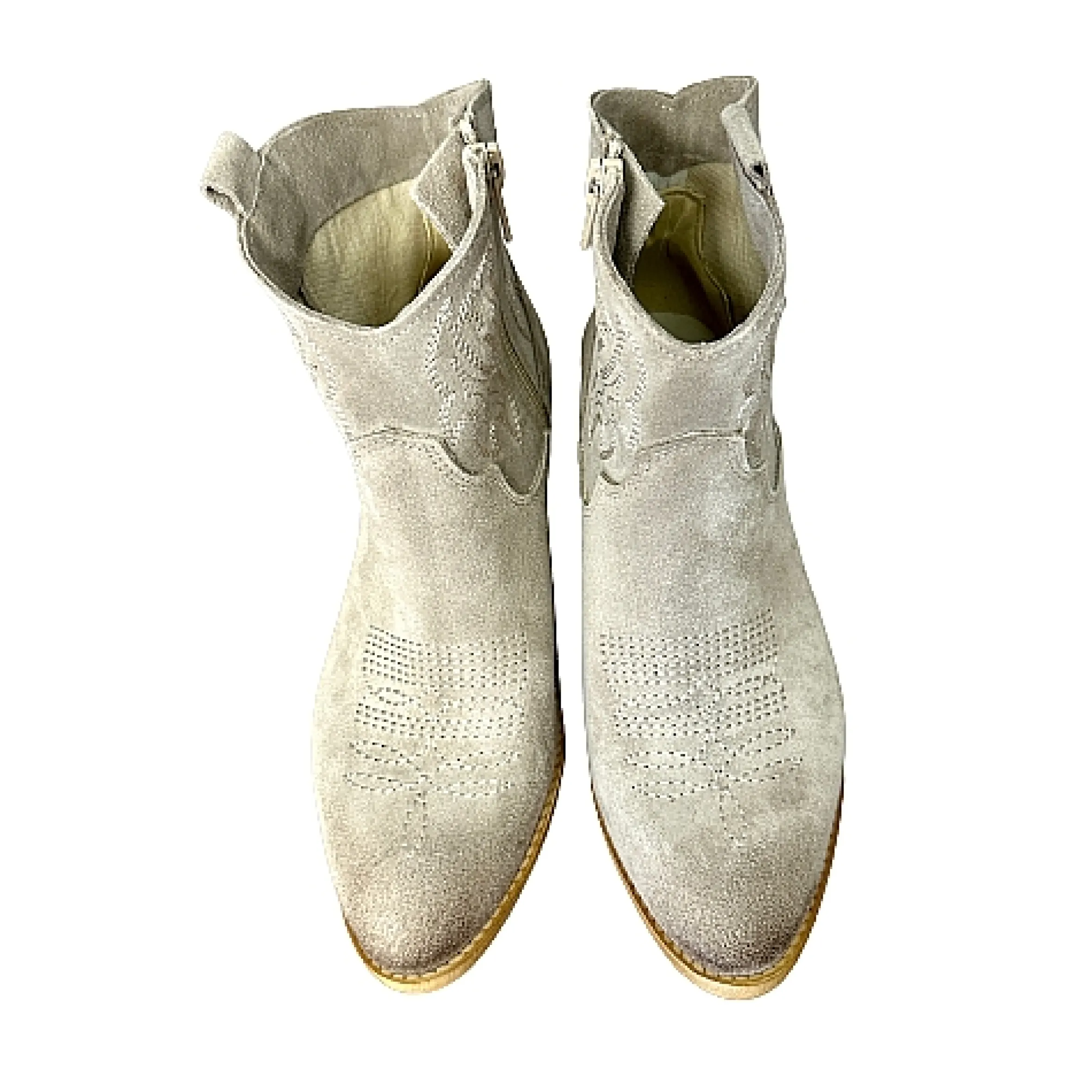 Scarpe di Maremma Texano Artigianale In Nabuk Spazzolato Grigio*Donna Tronchetti