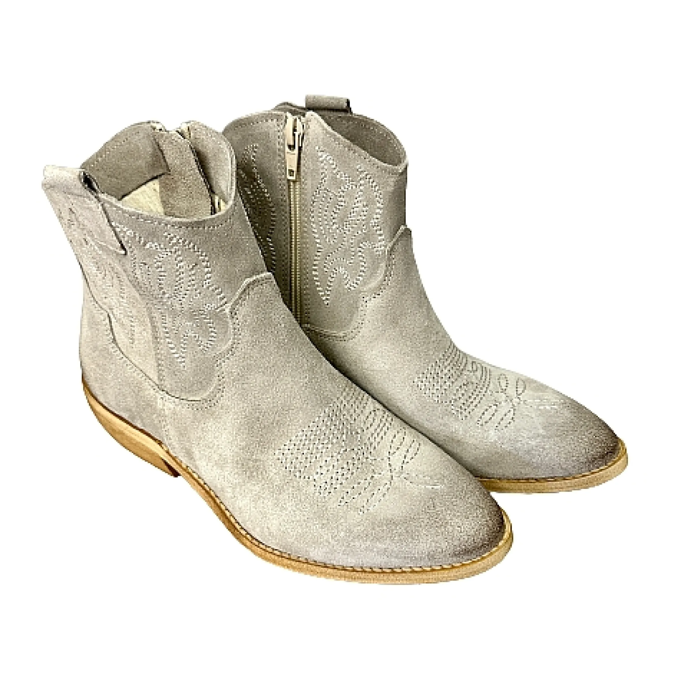 Scarpe di Maremma Texano Artigianale In Nabuk Spazzolato Grigio*Donna Tronchetti