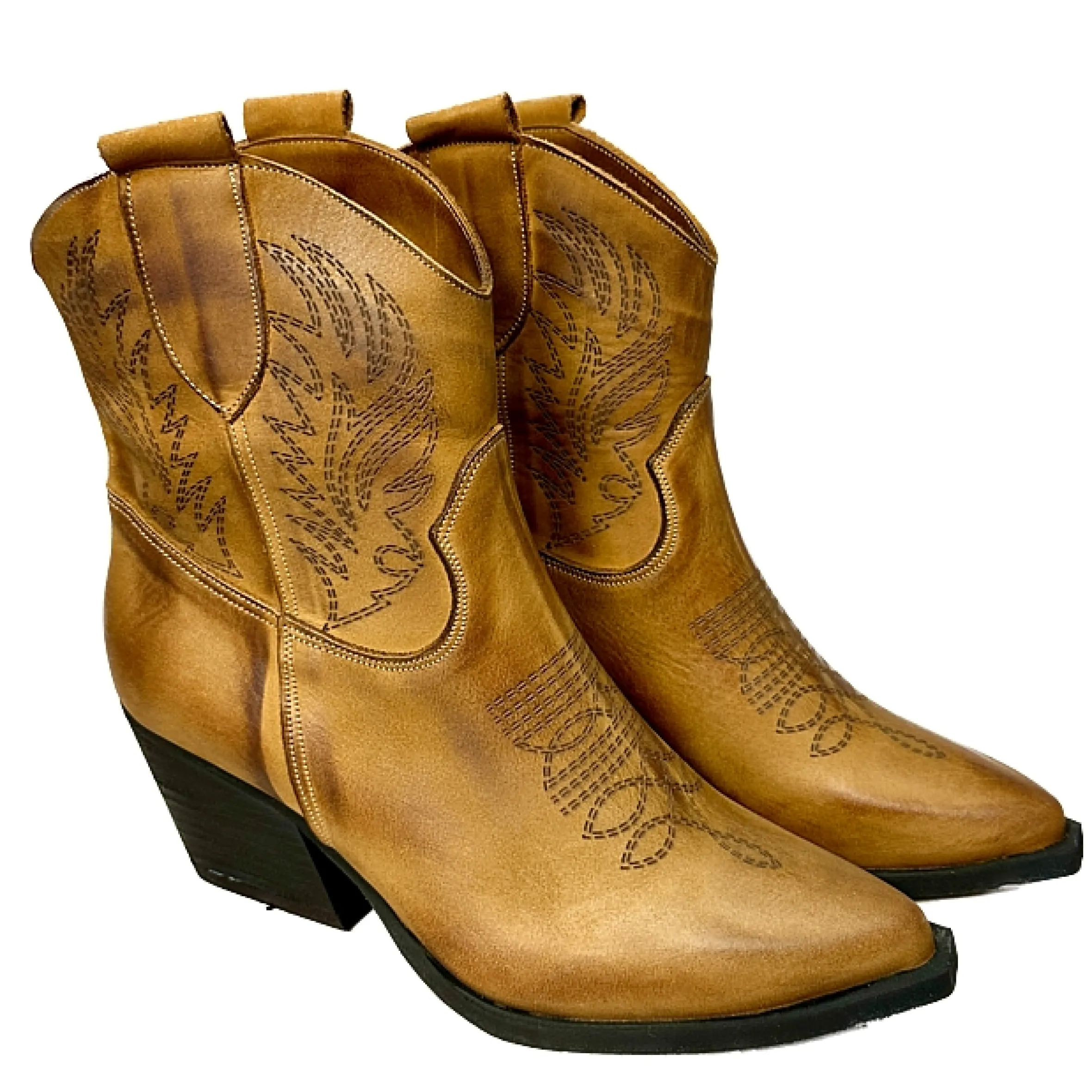 Scarpe di Maremma Texano Artigianale In Pelle Laserato Cuoio Basso*Donna Tronchetti