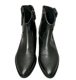Scarpe di Maremma Texano Artigianale In Pelle Nera Basso*Donna Tronchetti